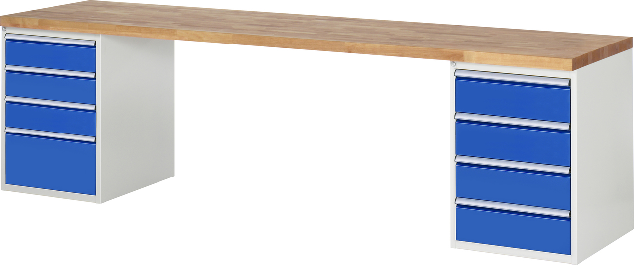 Werkbank Modell 7820, B 3000xT 700xH 840mm, Buche-Massiv-Platte 40 mm