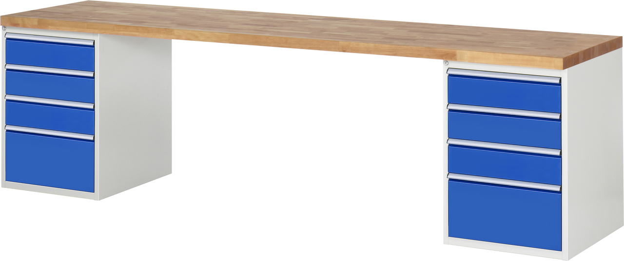 Werkbank Modell 7510, B 3000 x T 700 x H 840 mm, Buche-Massiv-Platte 40 mm