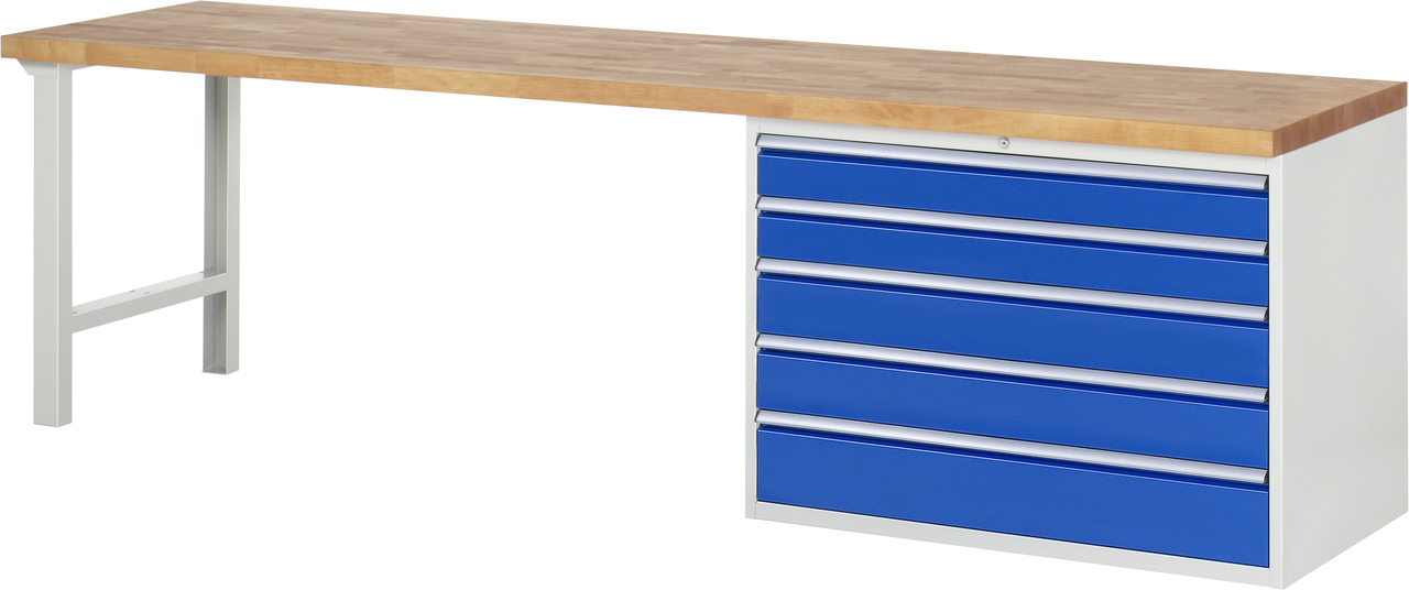 Werkbank Modell 7713, B 3000xT 700xH 840mm, Buche-Massiv-Platte 40 mm