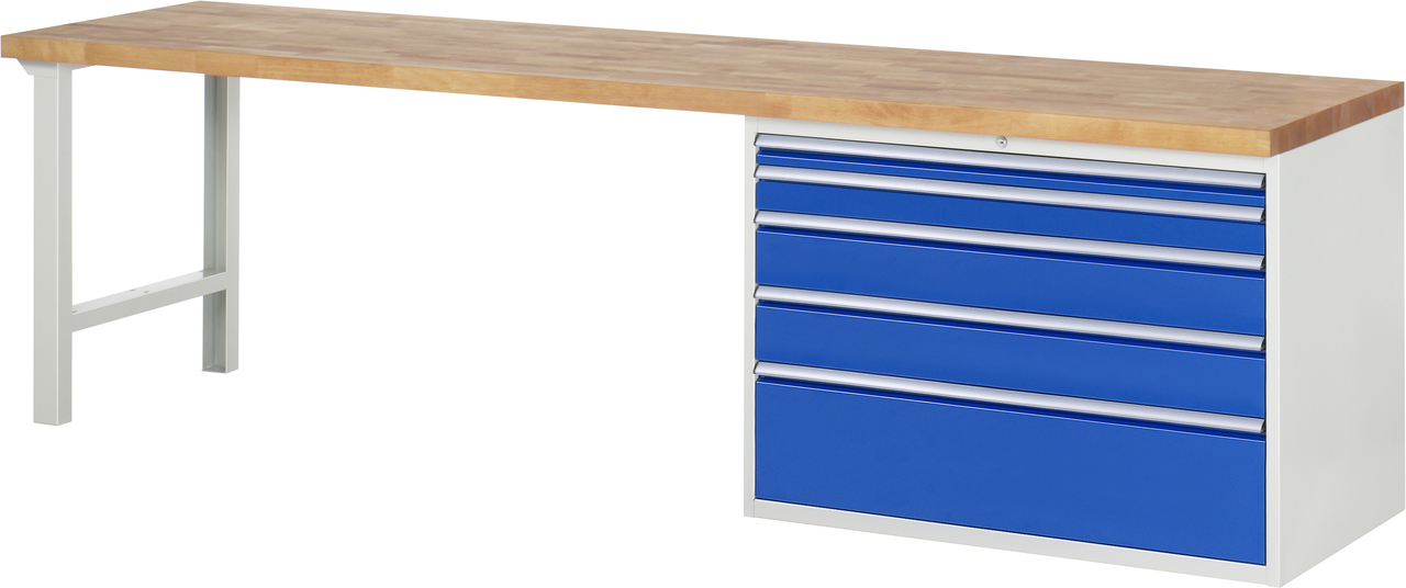 Werkbank Modell 7711, B 3000xT 700xH 840mm, Buche-Massiv-Platte 40 mm