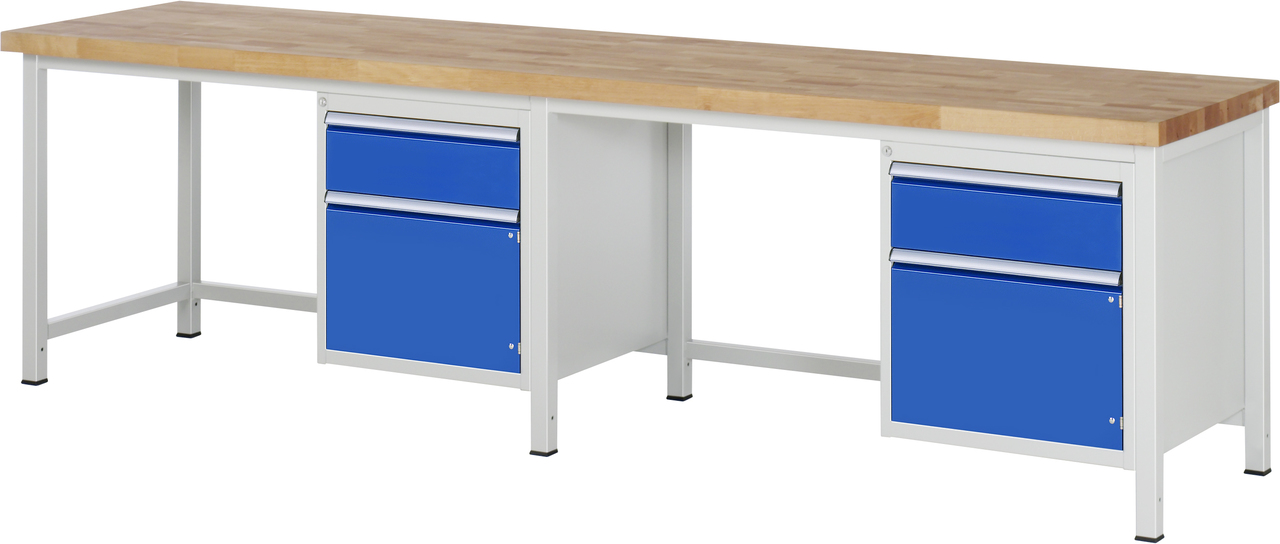 Werkbank Modell 8152, B 3000xT 700xH 840-1040mm, Buche-Massiv-Platte 40mm