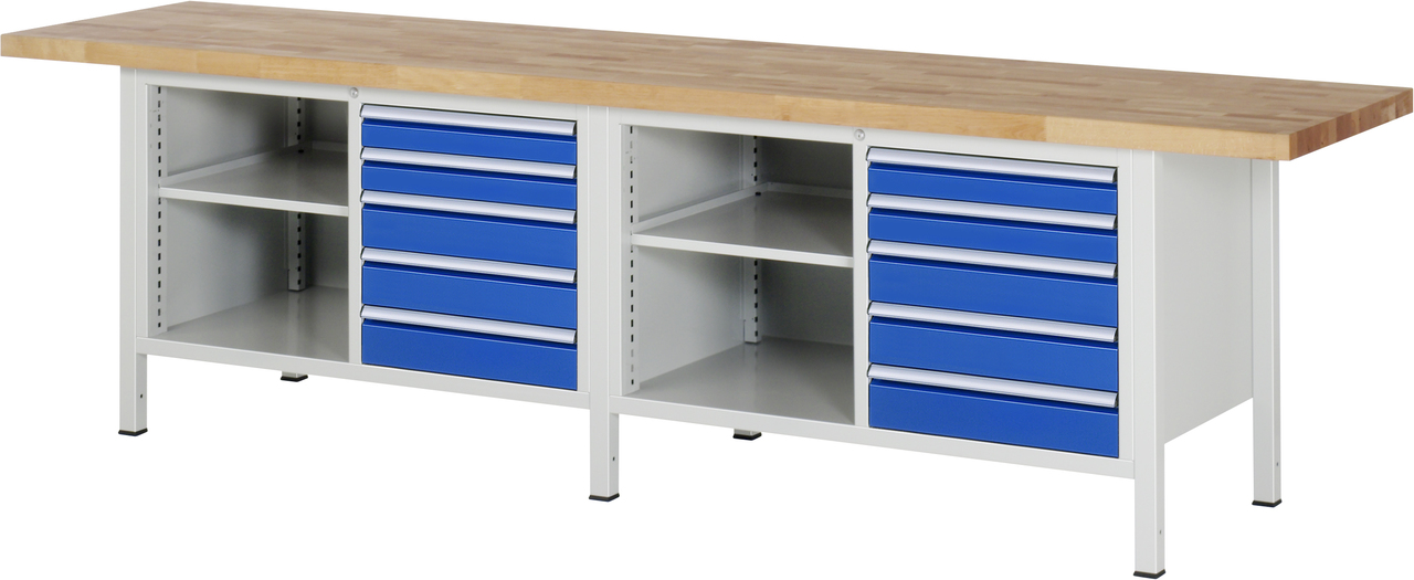 Werkbank Modell 8464, B 3000xT 700xH 840mm, Buche-Massiv-Platte 40mm