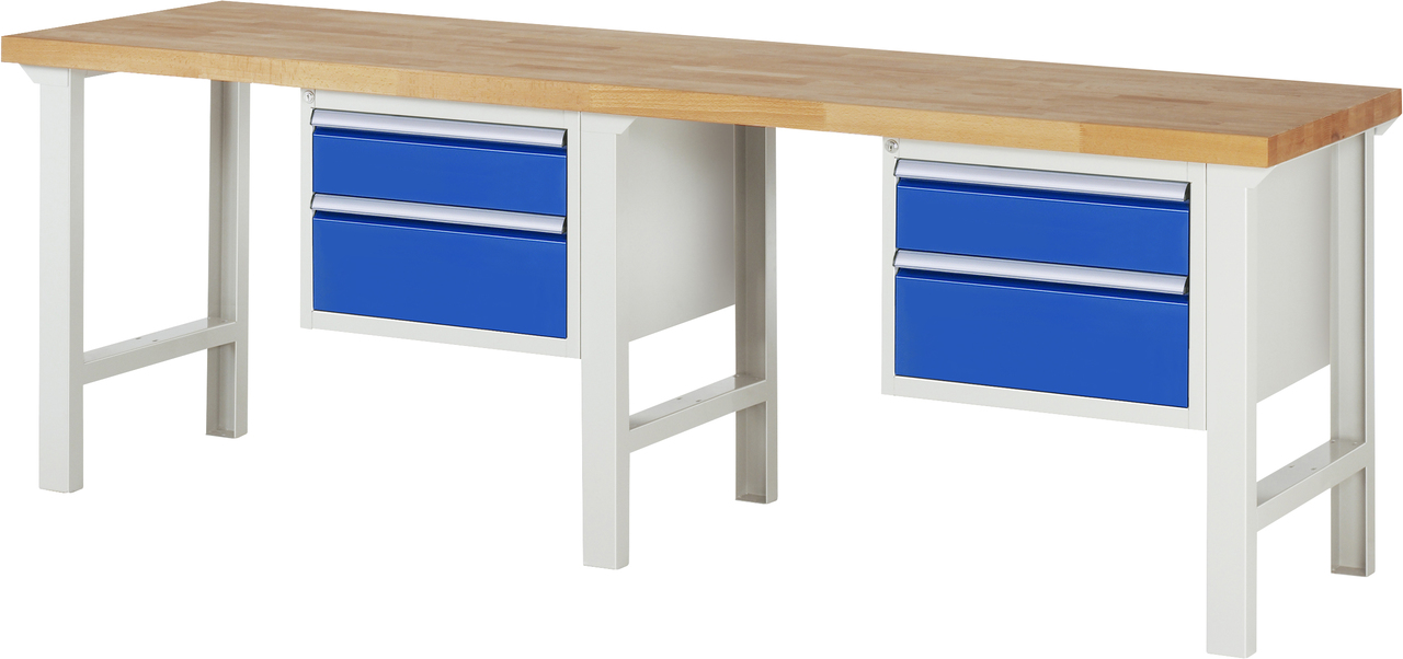 Werkbank Modell 7000, B 2500 x T 700 x H 790-1140 mm, Buche-Massiv-Platte 40 mm