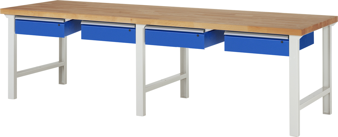 Werkbank Modell 7002, B 3000 x T 900 x H 840 mm, Buche-Massiv-Platte 40 mm