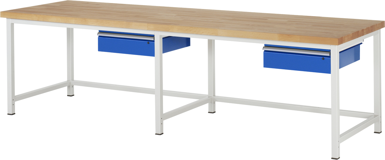 Werkbank fixe Höhe, B 3000xT 900xH 840mm, Buche-Massiv-Platte 40mm