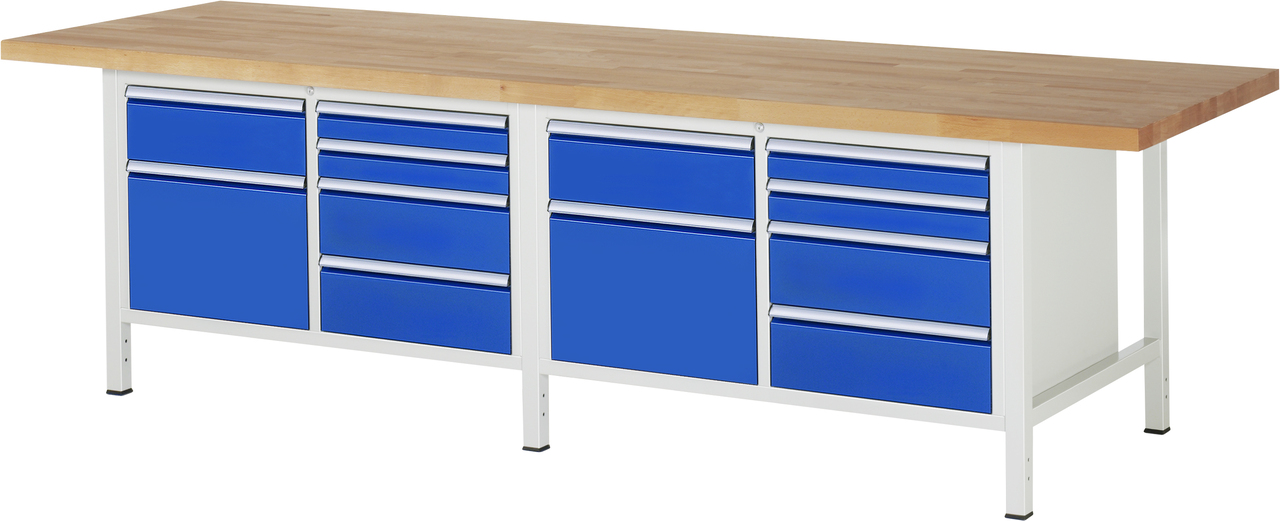 Werkbank Modell 8472, B 3000xT 900xH 840mm, Buche-Massiv-Platte 40mm