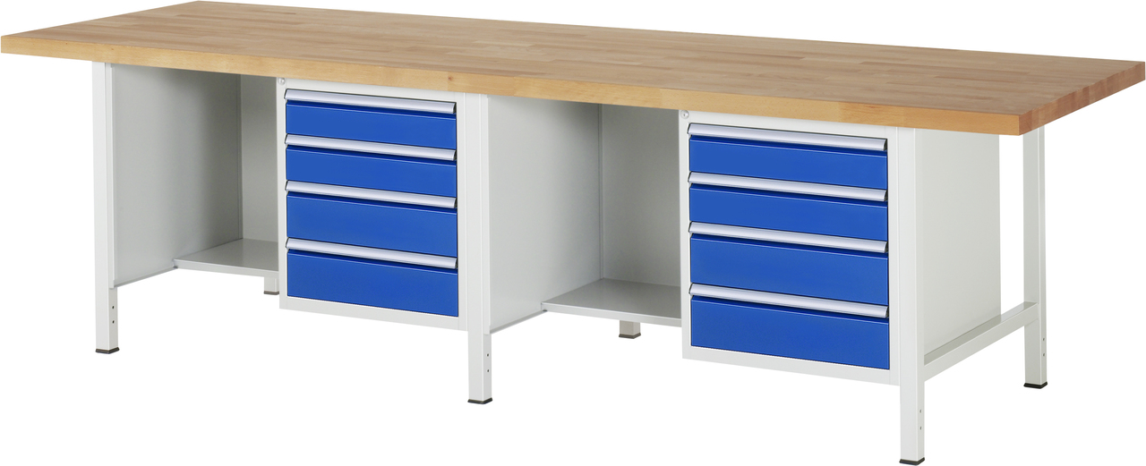 Werkbank Modell 8453, B 3000xT 900xH 840mm, Buche-Massiv-Platte 40mm
