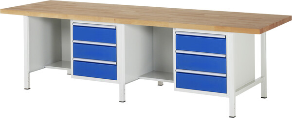 Werkbank Modell 8452, B 3000xT 900xH 840mm, Buche-Massiv-Platte 40mm