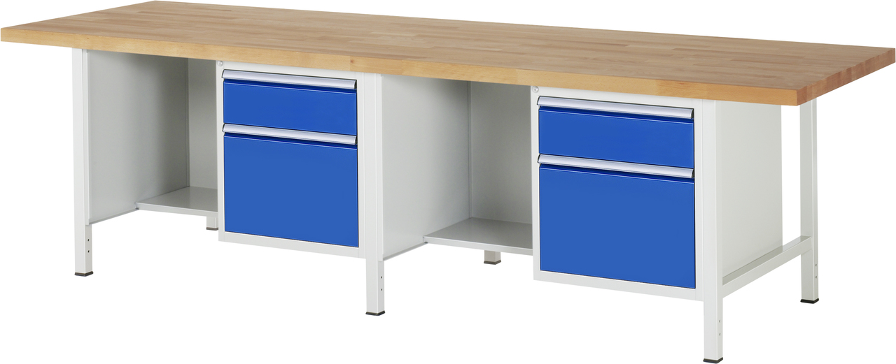 Werkbank Modell 8451, B 3000xT 900xH 840mm, Buche-Massiv-Platte 40mm
