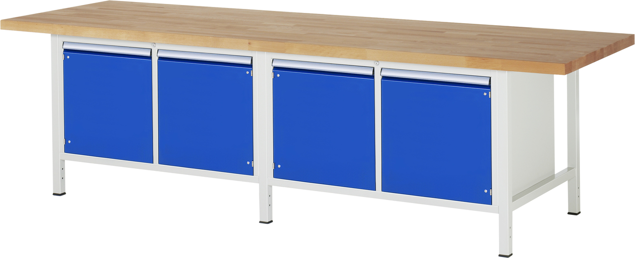 Werkbank Modell 8465, B 3000xT 900xH 840mm, Buche-Massiv-Platte 40mm