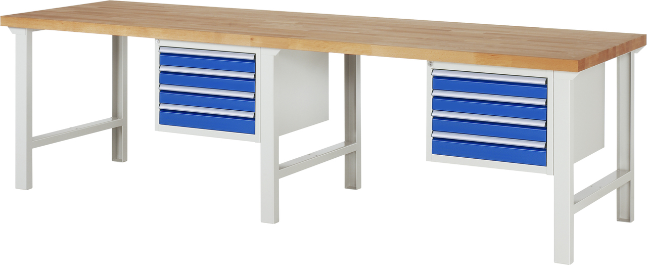 Werkbank Modell 7000, B 3000 x T 900 x H 840 mm, Buche-Massiv-Platte 40 mm