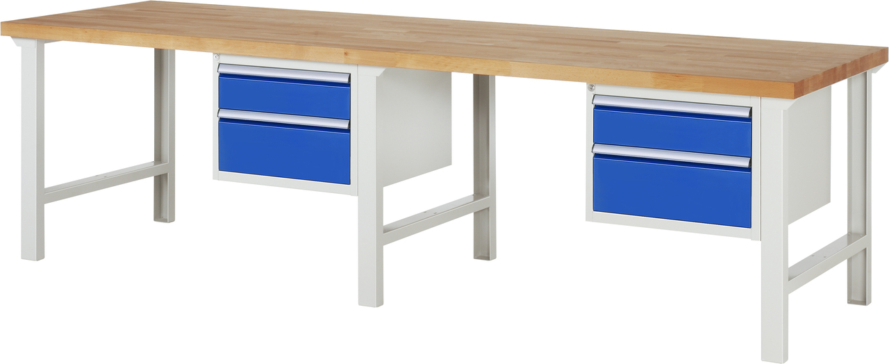 Werkbank Modell 7000, B 3000 x T 900 x H 840 mm, Buche-Massiv-Platte 40 mm