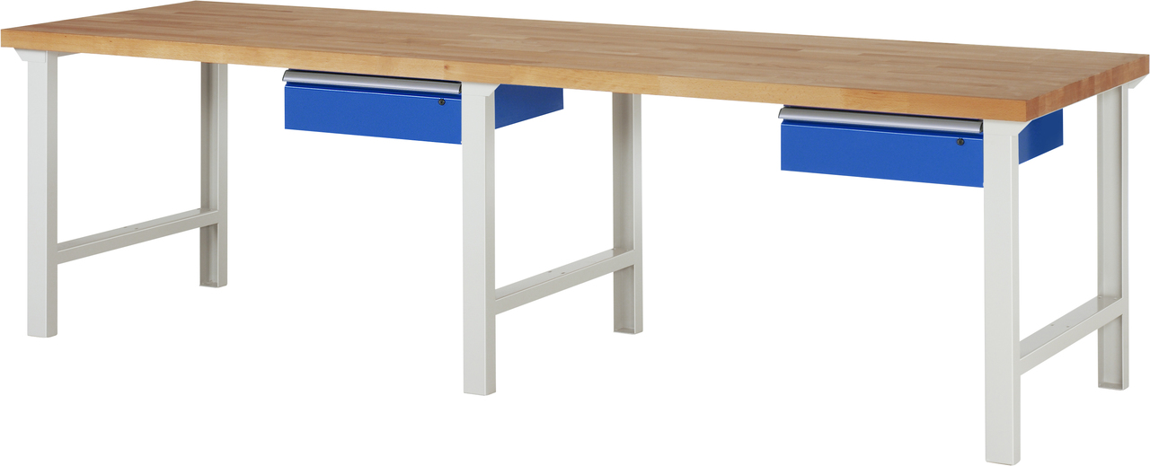 Werkbank Modell 7000, B 3000 x T 900 x H 790-1140 mm, Buche-Massiv-Platte 40 mm