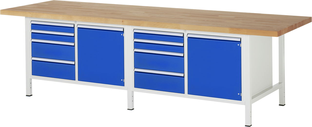 Werkbank Modell 8470, B 3000xT 900xH 840-1040mm, Buche-Massiv-Platte 40mm