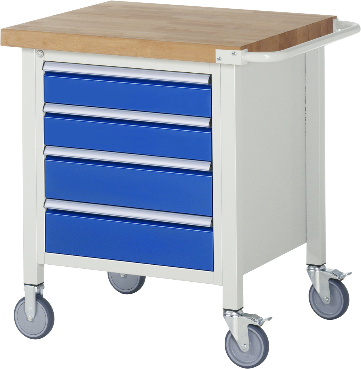 Fahrbare Werkbank, 750 x 700 x 880mm BxTxH, Buche-Massiv-Platte 40mm