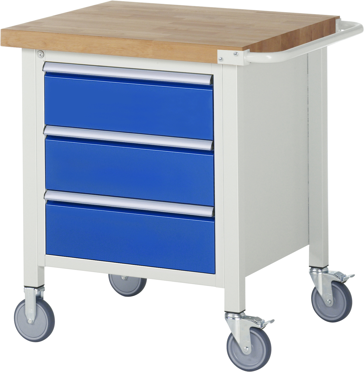 Fahrbare Werkbank, 750 x 700 x 880mm BxTxH, Buche-Massiv-Platte 40mm