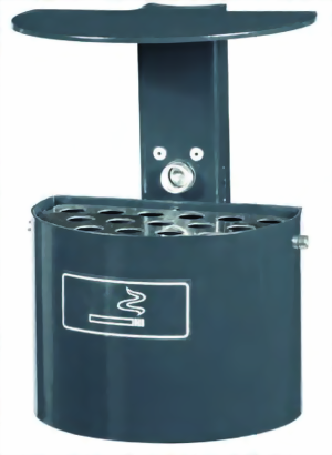 Halbrund-Ascher mit Dach für Wandmontage, Edelstahl
