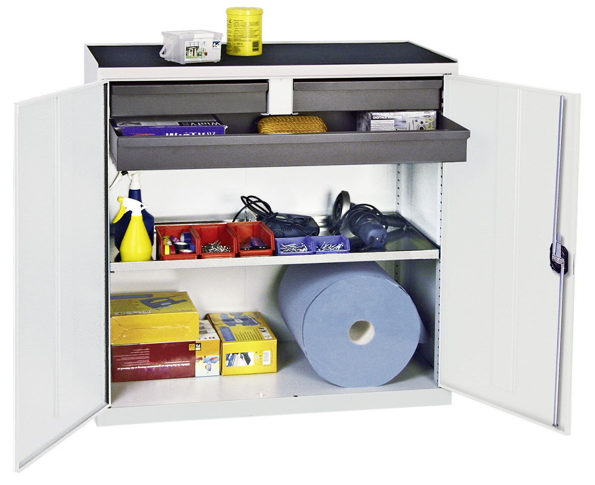 Werkstattschrank 1000 x 1000 x 500 mm HxBxT mit 3 Schubladen