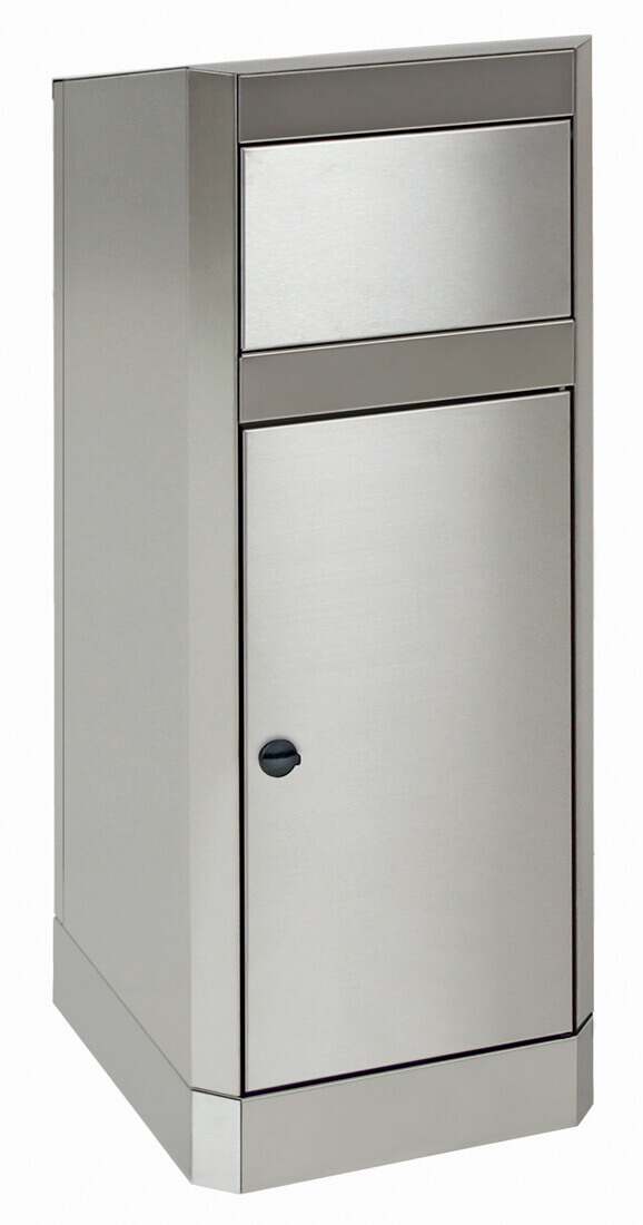 Standabfallbehälter 25 Liter aus Edelstahl Einwurfklappe vorne