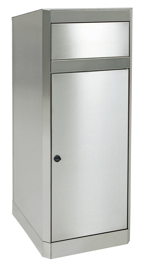 Standabfallbehälter 80 Liter aus Edelstahl Einwurfklappe vorne