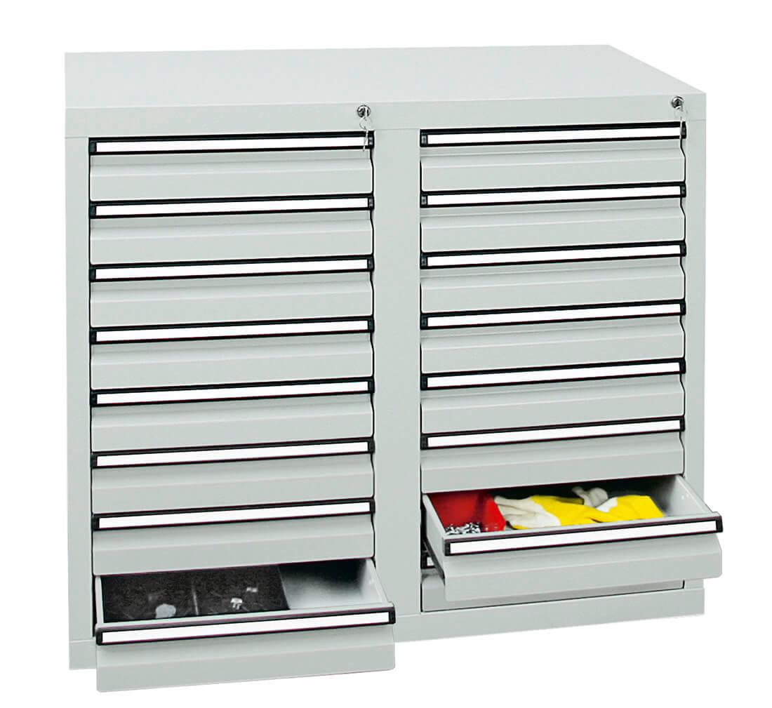Schubladenschrank 900x1000x500 mm HxBxT, 16 Schubladen