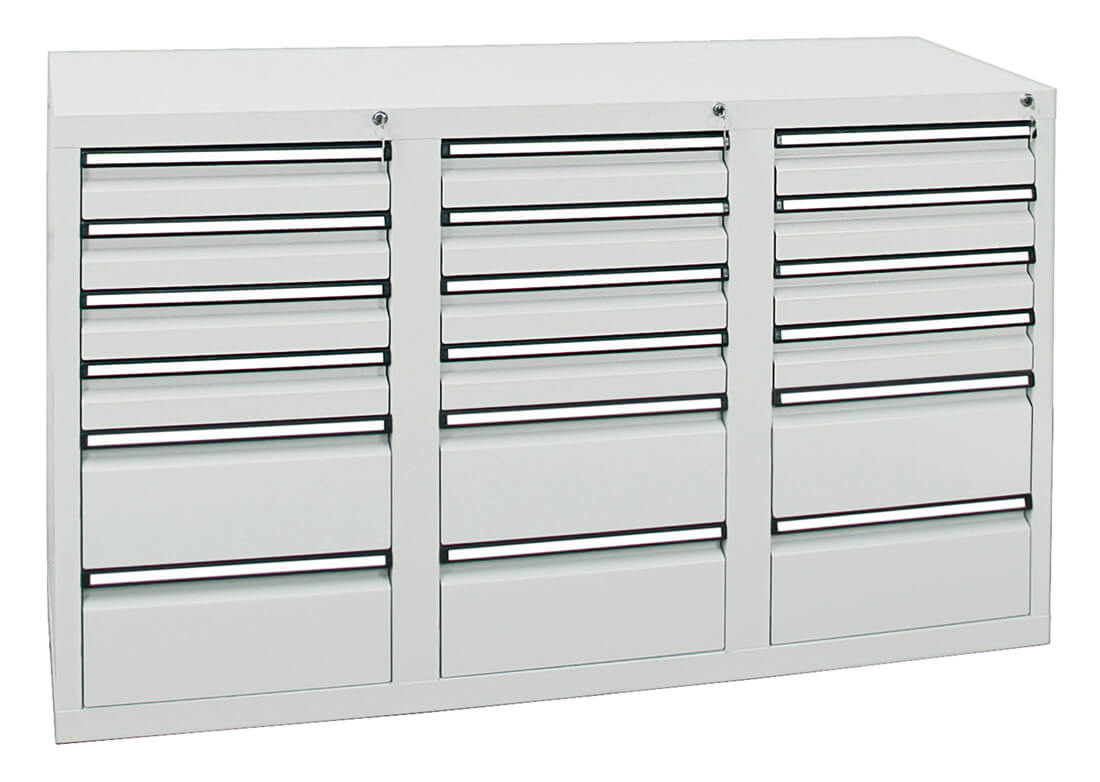 Schubladenschrank 900x1500x500 mm HxBxT, 18 Schubladen