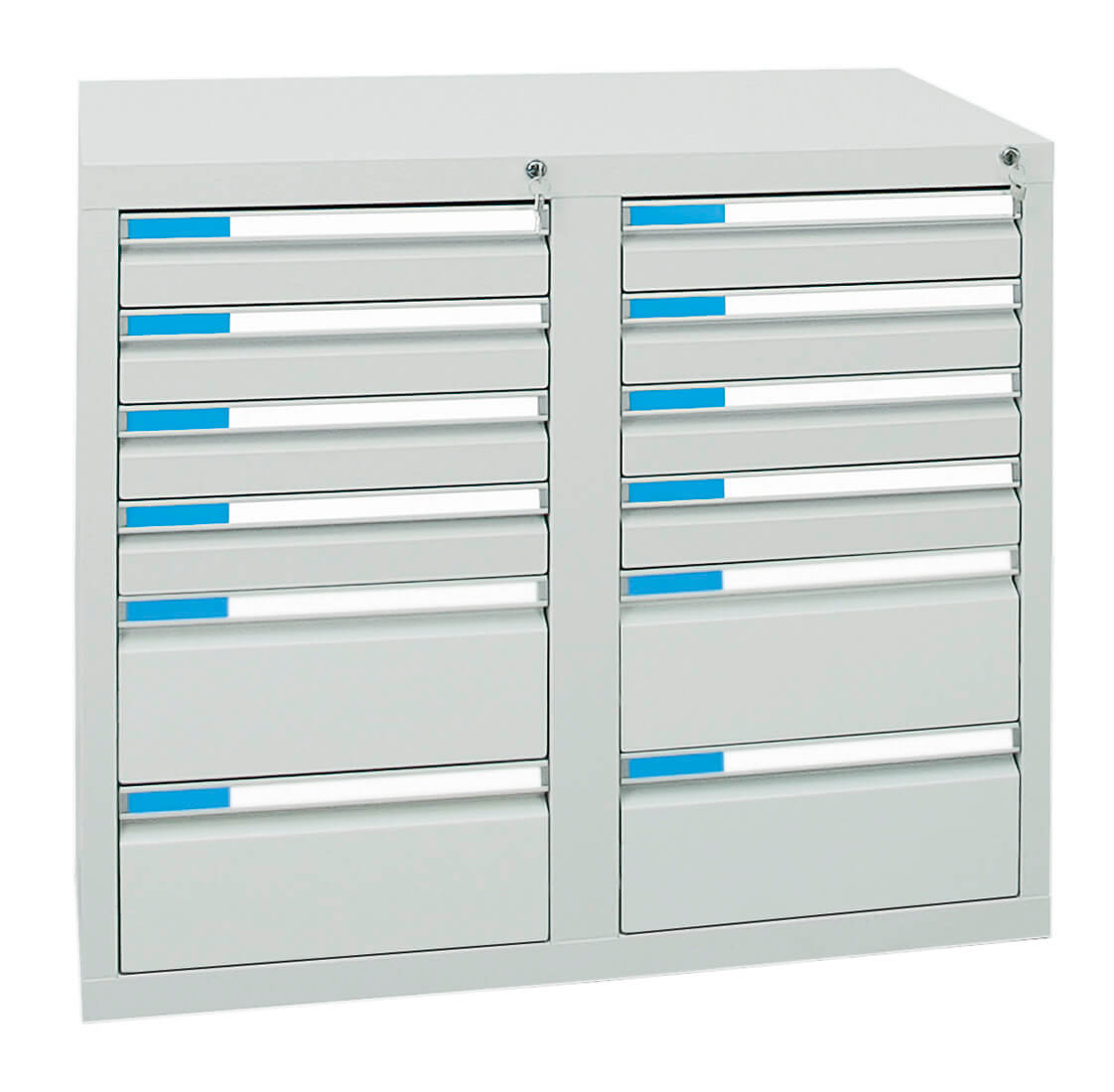 Schubladenschrank 900x1000x500 mm HxBxT, 12 Schubladen
