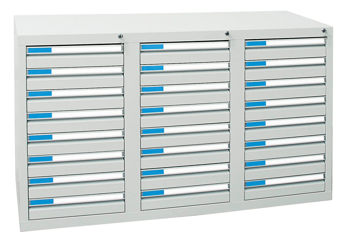 Schubladenschrank 900x1500x500 mm HxBxT, 24 Schubladen