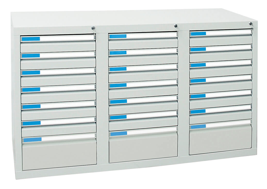 Schubladenschrank 900x1500x500 mm HxBxT, 21 Schubladen