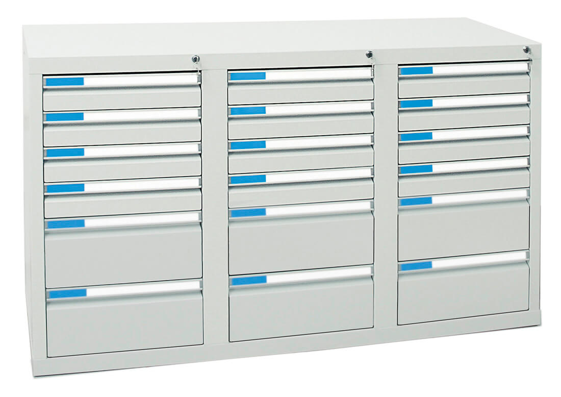 Schubladenschrank 900x1500x500 mm HxBxT, 18 Schubladen