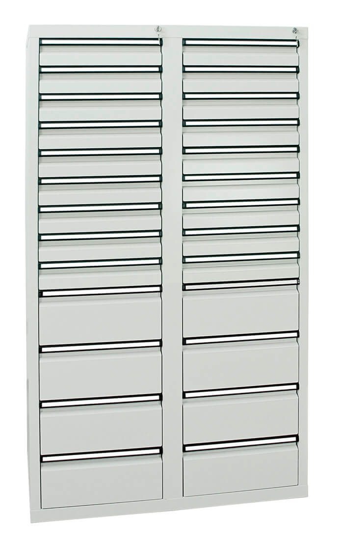 Schubladenschrank 1800x1000x500 mm HxBxT, 26 Schubladen