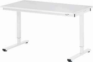 Arbeitstisch Serie RHE, B 1500 x T 800 x H 740-1040 mm, Melaminbeschichtete-Platte 22 mm
