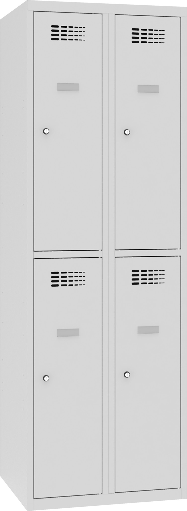 Garderobenschrank, Breite 600 mm 2 Abteile mit 2 Fächer übereinander, Total 4 Fächer, SUS 322 W