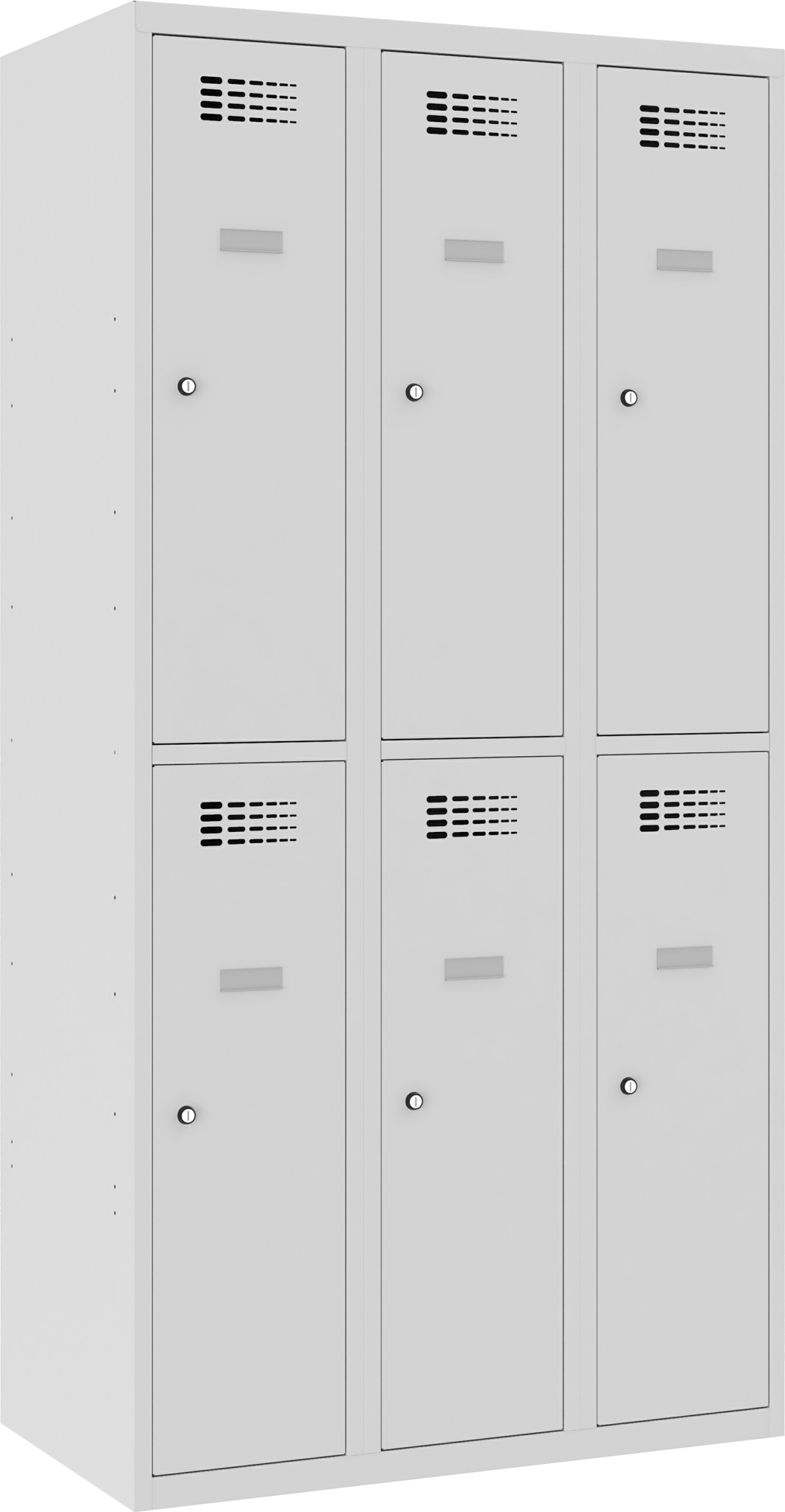 Garderobenschrank, Breite 900 mm 3 Abteile mit 2 Fächer übereinander, Total 6 Fächer, SUS 332 W