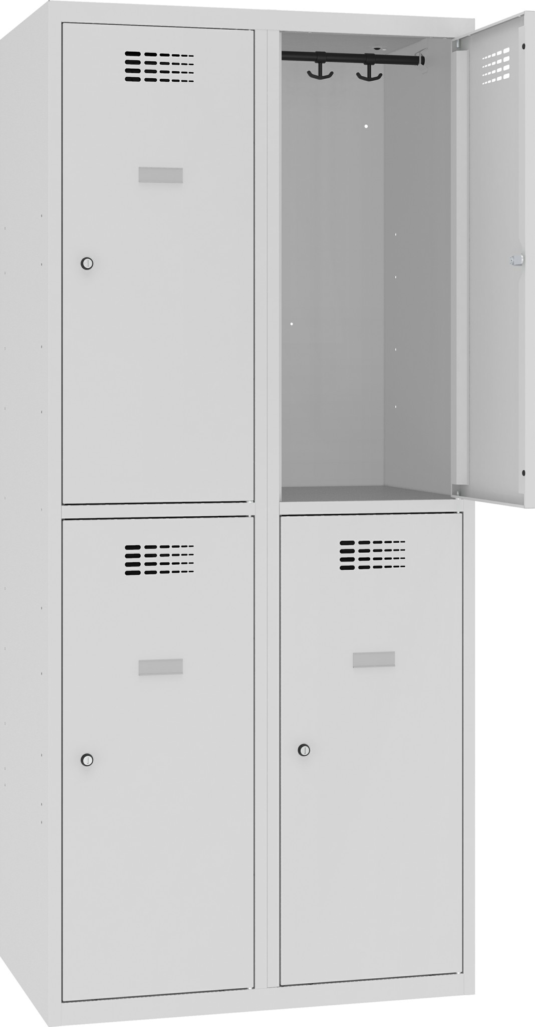 Garderobenschrank, Breite 800 mm 2 Abteile mit  2 Fächer übereinander, Total 4 Fächer, SUS 422 W