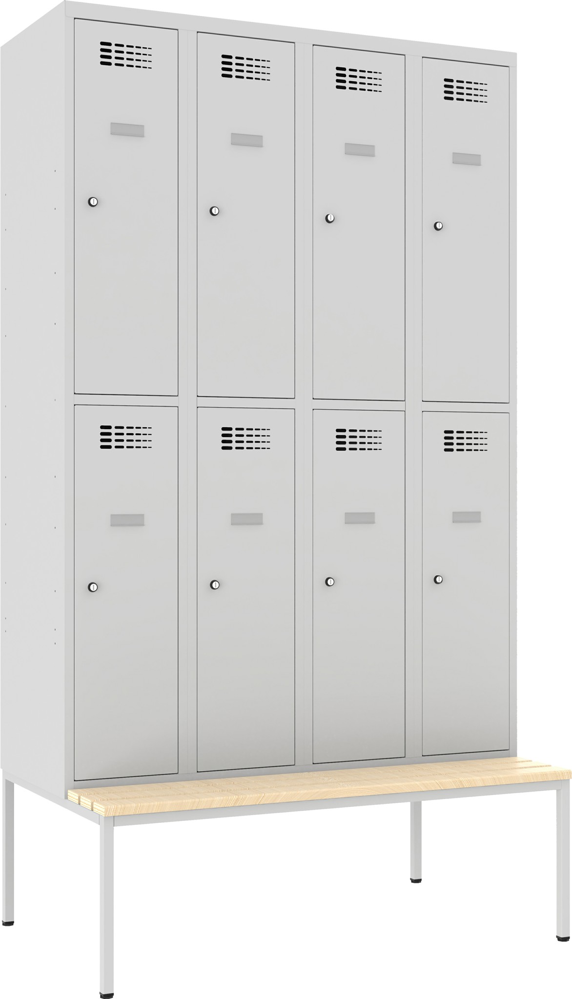 Garderobenschrank 1200 mm, 4 Abteile mit 2 Fächer, Total 8 Fächer