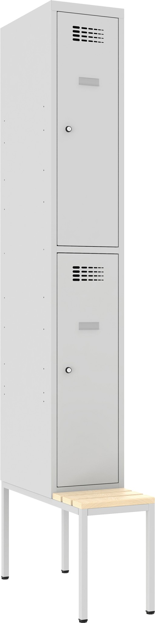 Garderobenschrank Breite 300 mm, 1 Abteil auf untergebauter Sitzbank