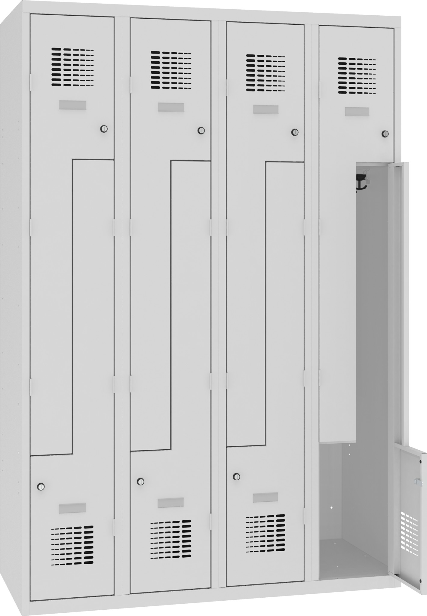 Z-Garderobenschrank 4 Abteile Breite 1200mm, SUL 34 W, 1 pkt ST
