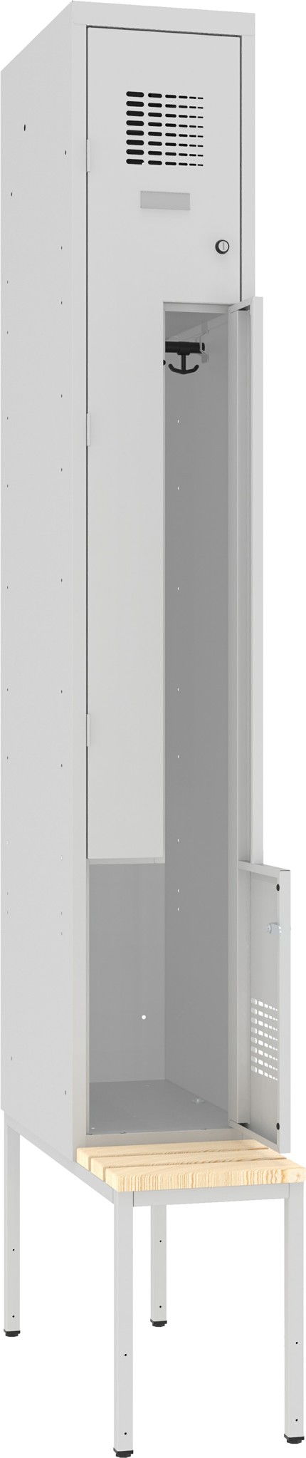 Z-Garderobenschrank untergebaute Sitzbank