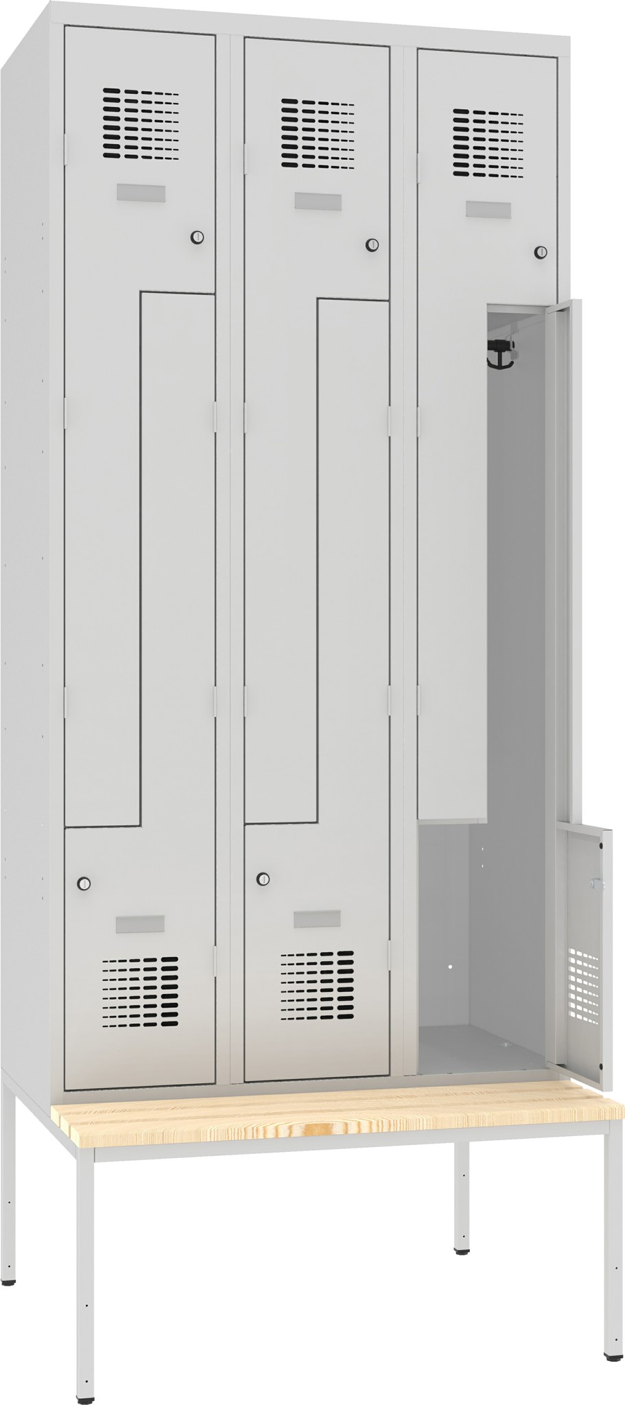 Z-Garderobenschrank untergebaute Sitzbank