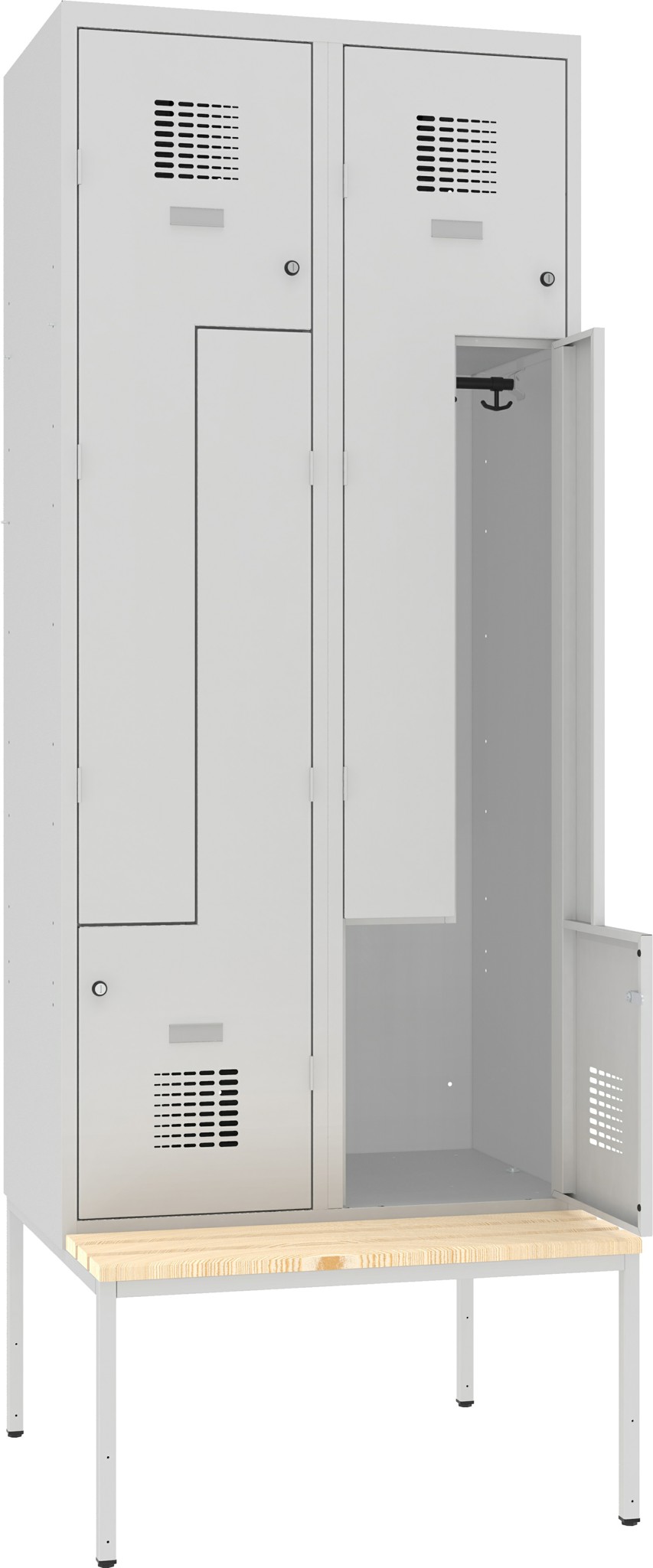 Z-Garderobenschrank untergebaute Sitzbank