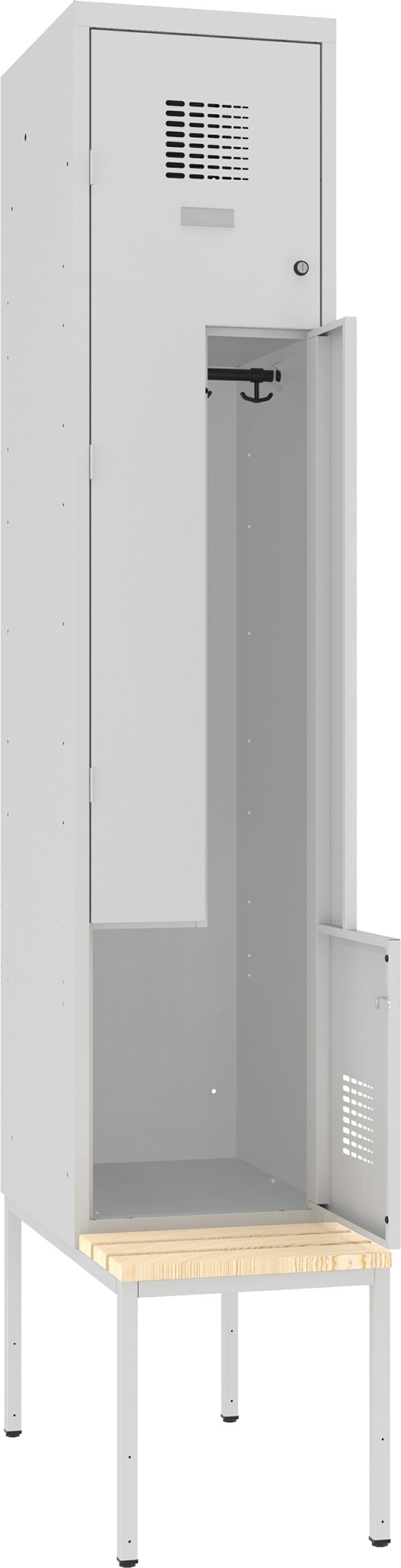 Z-Garderobenschrank untergebaute Sitzbank