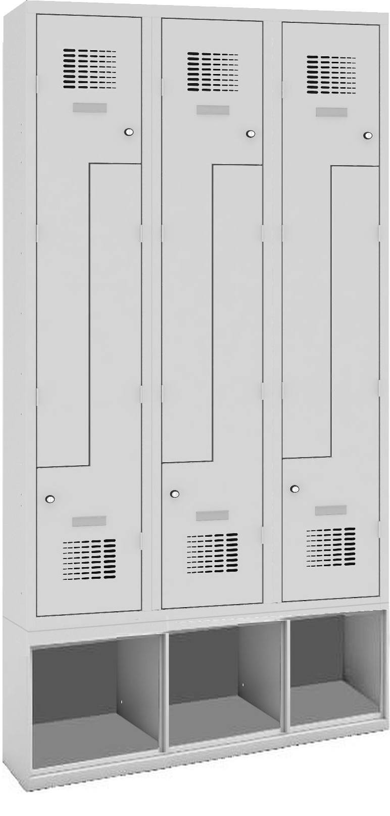 Z-Garderobenschrank auf Schuhfach, 3 Abteile