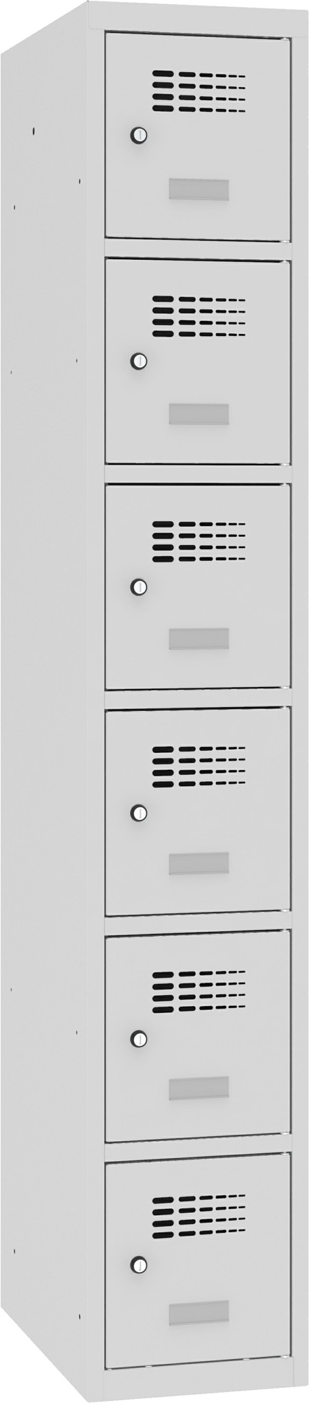 Schliessfachschrank, 1 Abteil mit 6 Fächer übereinander, Total 6 Fächer