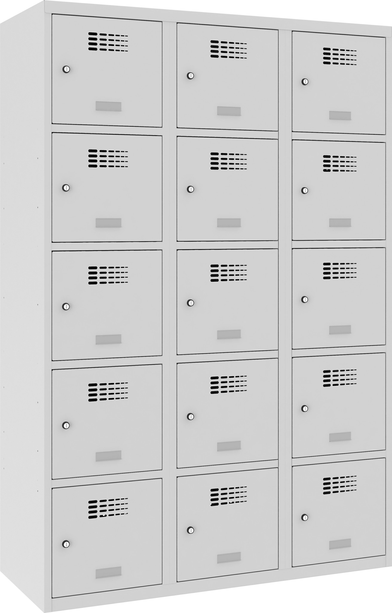 Schliessfachschrank, 3 Abteile mit je 5 Fächer übereinander, Total 15 Fächer