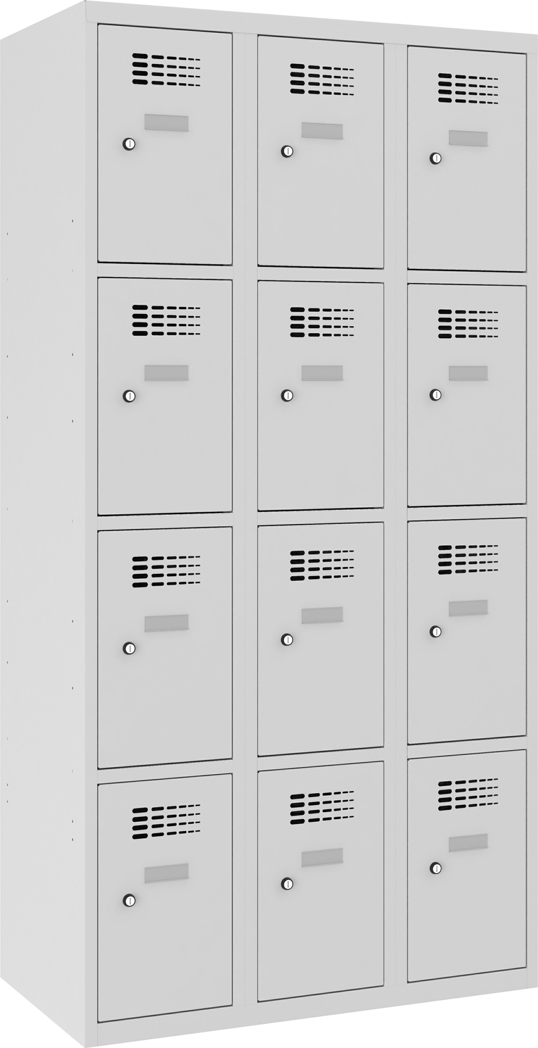 Schliessfachschrank, 3 Abteile mit je 4 Fächer übereinander, Total 12 Fächer