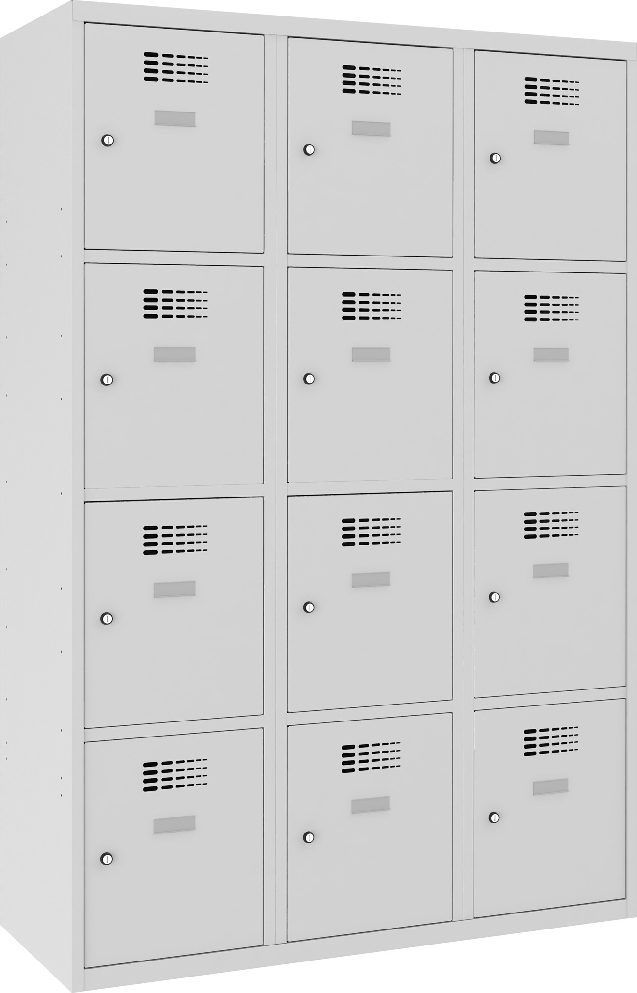 Schliessfachschrank, 3 Abteile mit je 4 Fächer übereinander, Total 12 Fächer