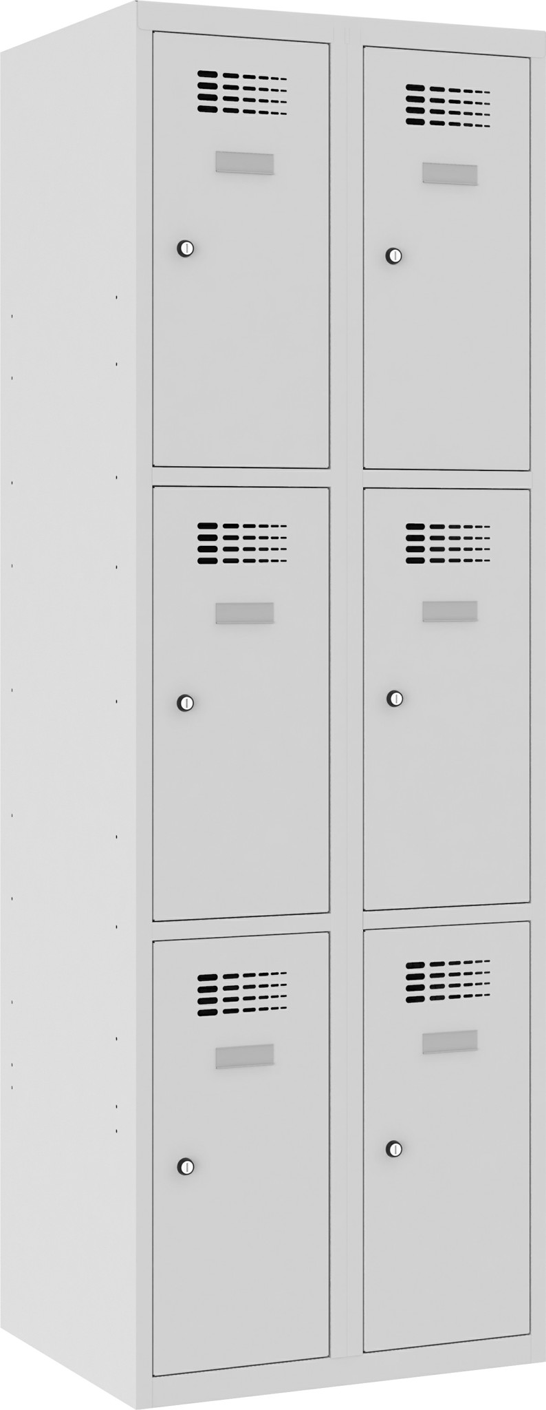 Schliessfachschrank, 2 Abteile mit je 3 Fächer übereinander, Total 6 Fächer