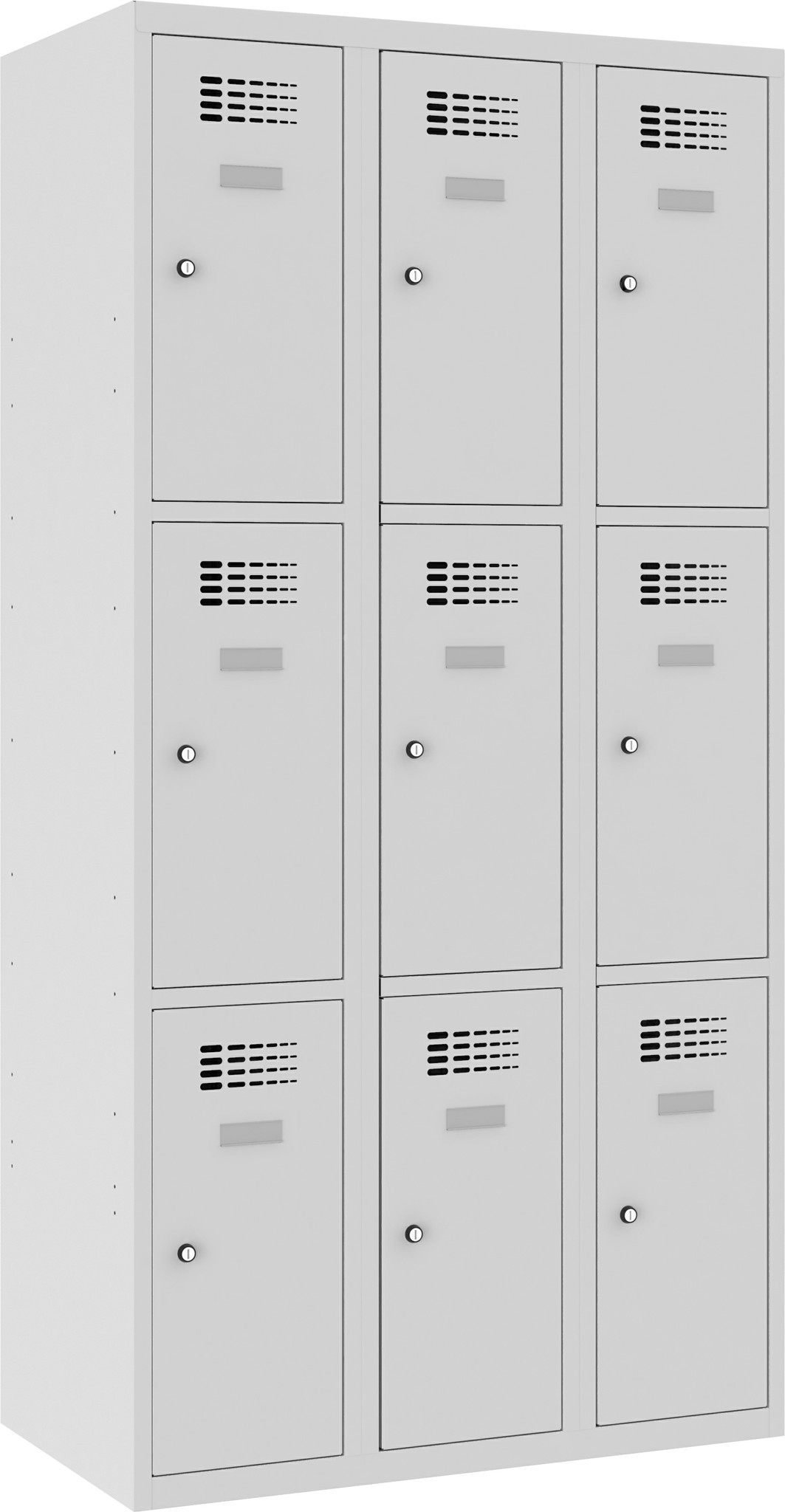 Schliessfachschrank, 3 Abteile mit je 3 Fächer übereinander, Total 9 Fächer