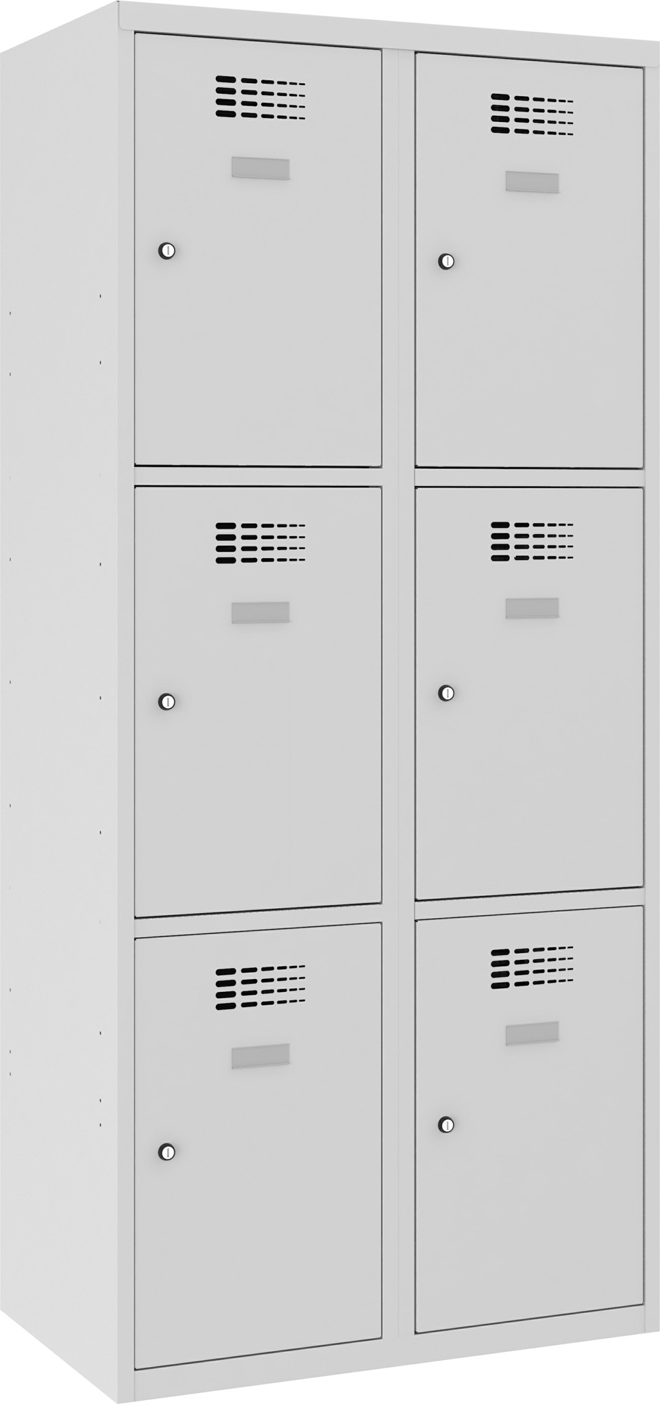 Schliessfachschrank, 2 Abteile mit je 3 Fächer übereinander, Total 6 Fächer